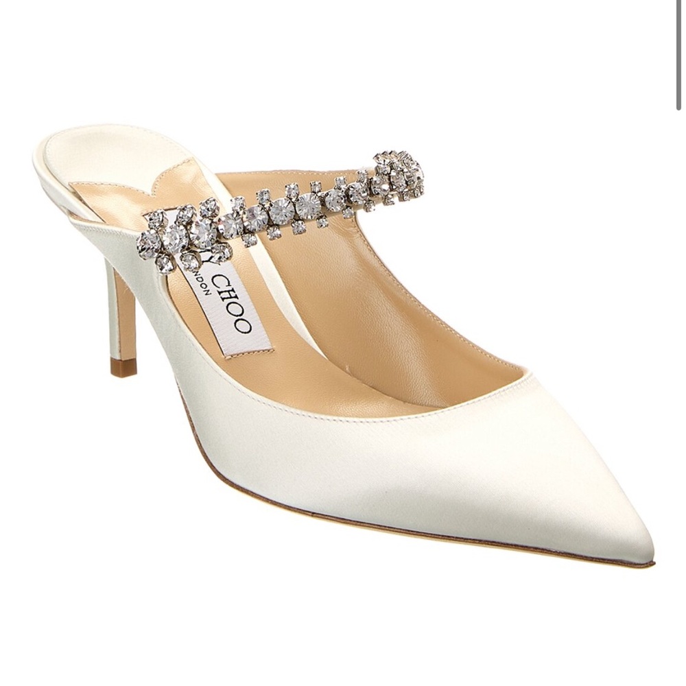Jimmy Choo White Rhinestone Heels